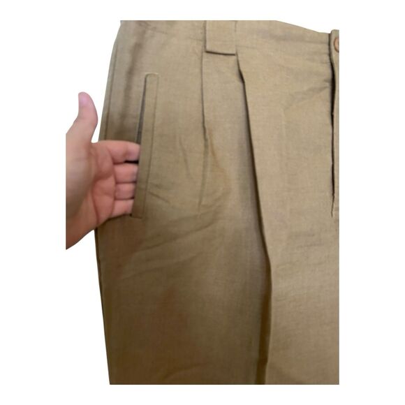 Liz Claiborne VTG High Rise Pleated Linen Blend Trousers Pants Brown Sz 16 - Picture 2 of 4